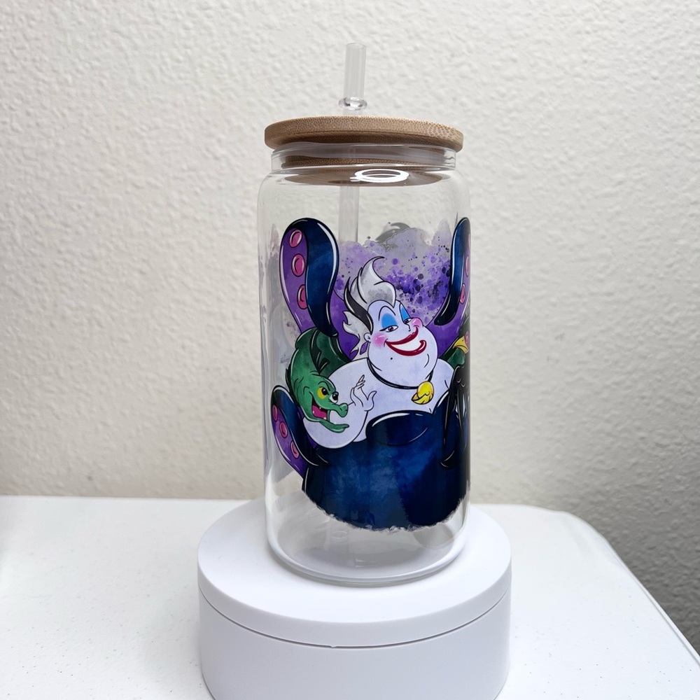 Disney Villains Ursula Cruella Handmade Libbey Glass Cup - Picture 4 of 5